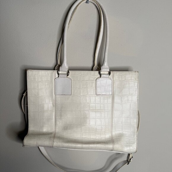 Wilsons Leather Women's White Leather Executive Large Tote Handbag Shoulder Bag - Picture 2 of 4